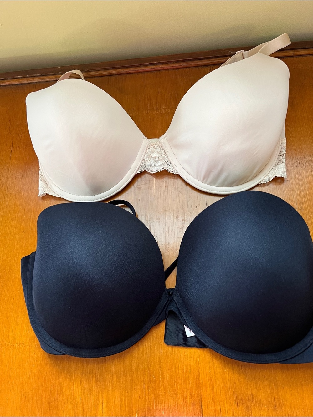 Black Felina and Ellen Tracy cream bras in size 36D